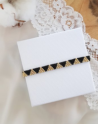 Bransoletka trójkąty czarno-złote, LEI handmade 