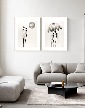 Zestaw 2 obrazów  malowanych ręcznie 50 x 70 cm, MiniMalArt