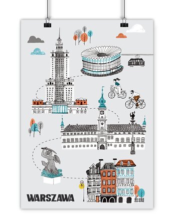 Plakat Trasa Spacerowa Warszawa, LOVE POLAND DESIGN