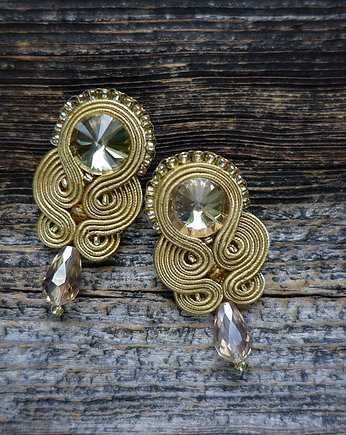 Złoty beż - kolczyki soutache, Mró Soutache