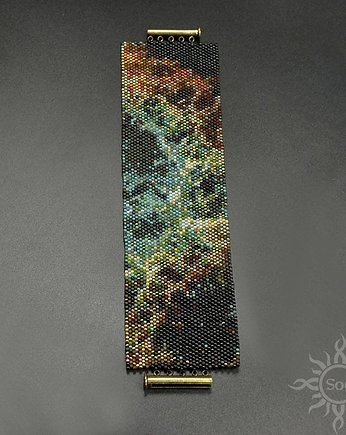 Ilúve - Crab Nebula I, szeroka wyplatana bransoleta, beading, Sol