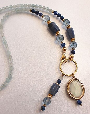 UNIKAT! Swoboda Ekspresji - kyanit, topaz, perła słodkowodna, akwamaryn, KEIT