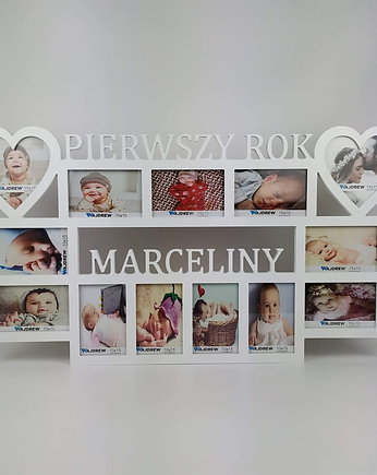 Multirama ramka na zdjęcia Pierwszy rok imię mdf 13 zdjęć serca, Wajdrew