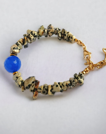 Bransoletka : jaspis dalmatyński & jadeit chabrowy