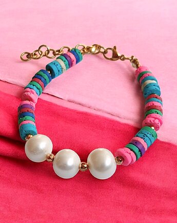 SUMMER COLLECTION : bransoletka : PERŁY i lawa, kaktusia
