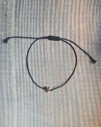 Złocona bransoletka STAR gwiazdka na sznurku czarny, COCONUT