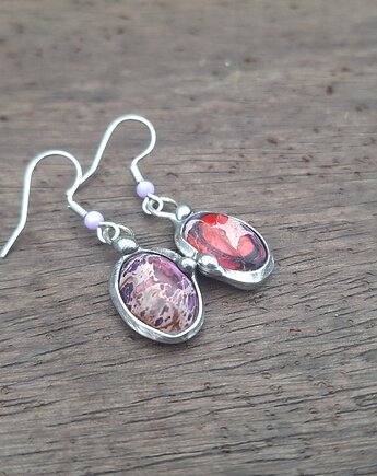 Kolczyki Kolorowe jaspisy, po drugiej stronie lustra