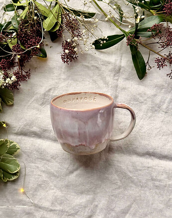 Kubek z napisem "Obfitość" 380ml, fiolet, JD loves CERAMICS