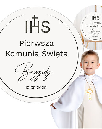 Napis Pierwsza Komunia Święta z imieniem dla chłopca dziewczynki Tablica, smxdsgn