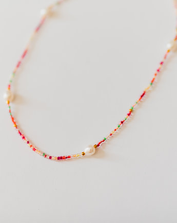 Kolorowy choker vintage z perłami, EMPE artstudio