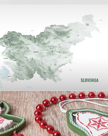 SŁOWENIA mapa plakat, OKAZJE - Prezent na 50 urodziny