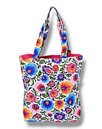 Torba na zakupy shopperka eko siatka torba na ramię shopper łowicki folk, Uszyciuch