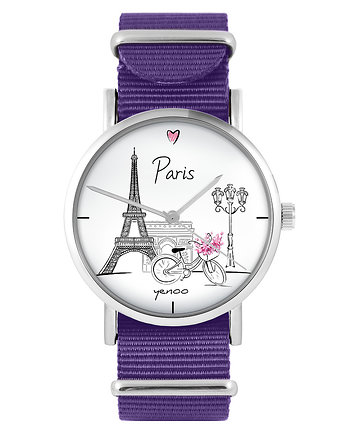 Zegarek - Paryż - fiolet, nylonowy, yenoo