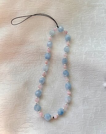 Zawieszka do telefonu - akwamaryn, hematyt i angelit, Blask Natury