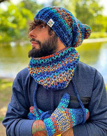 Męski mały komin MERINO 50% Górski potok, Brain Inside