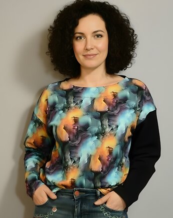 Nietypowa bluza oversize bawełniana Kolorowy Dym, mniej więcej