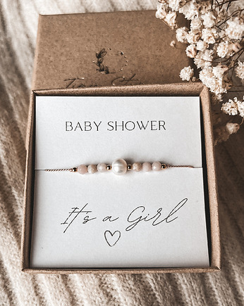 Bransoletka Babygirl na Baby Shower, prezent Babyshower dla dziewczynki, Tiny Stone