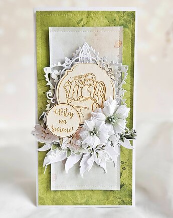 Kartka z okazji narodzin dziecka Witaj na świecie, papierololo