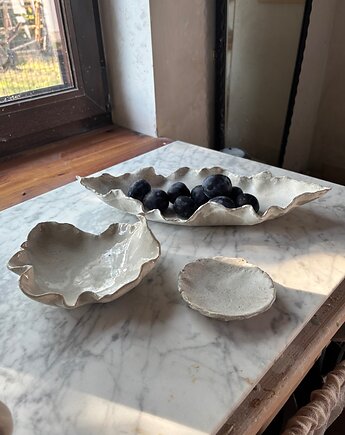 Ceramiczny Zestaw Patera XXL i 2 miseczki na Przekąski, Maison Fragile