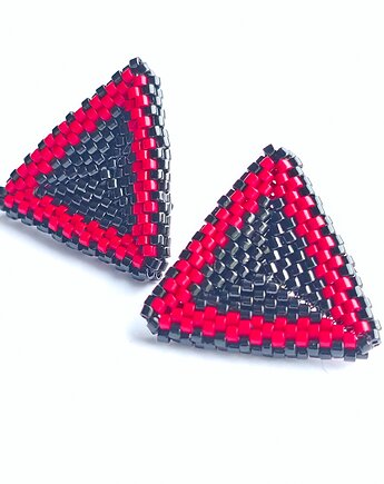 Kolczyki Trójkątne Sztyfty "Karmazynowa Noc", Bead Wonderful
