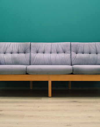 Sofa welurowa wrzosowa, duński design, lata 70, Przetwory design