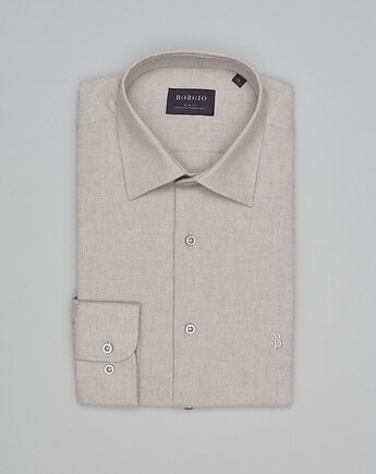 Męska koszula flumeri 00516 beżowy slim fit, BORGIO