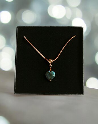 Uroczy naszyjnik: serduszko : LABRADORYT: wyjątkowy prezent, kaktusia