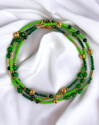 UNIKATOWY sznur kamieni 120cm : korale : naszyjnik : zieleń, kaktusia