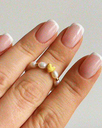 Pierścionek Heart Pearl, Chmolowska Jewellery