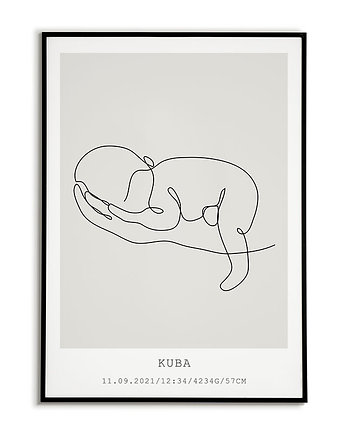 Plakat METRYCZKA kontur DZIECKO linie M74, Bajkowe Obrazki