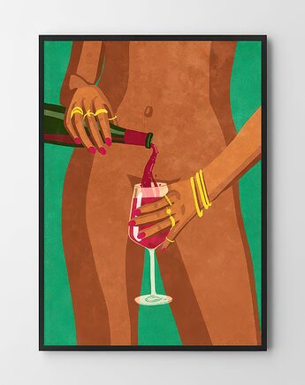 Plakat Wino i ciało kobiety, Harvest Maison