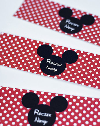 Etykietki na butelki MYSZKA MINNIE 3 szt, WOW party