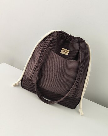 Torba SummerBag E B O N Y-duża szarobrązowa torba sztruksowa, Słodkiego Miłego Szycia