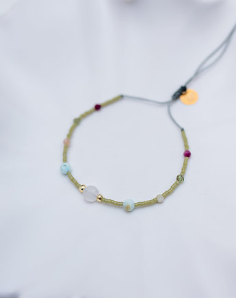 Bransoletka Miłość - Kwarc Różowy Larimar Turmalin, w hand works