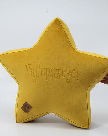 Poduszka dekoracyjna gwiazdka, świąteczna velvetowa - grawer NAJLEPSZEGO!, Mama Otula