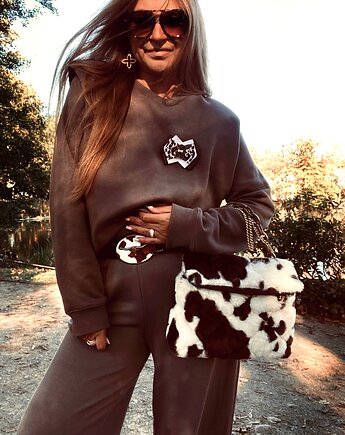 Jesienna Brosza  z  czekoladowym MISIEM Nowość, Pudrowy Różowy