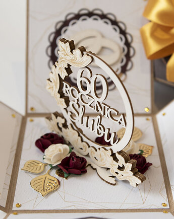 60 rocznica ślubu, diamentowe gody, exploding box, kartka 3d, Papiernik