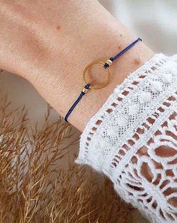 Granatowa bransoletka z kółkiem, LEI handmade 