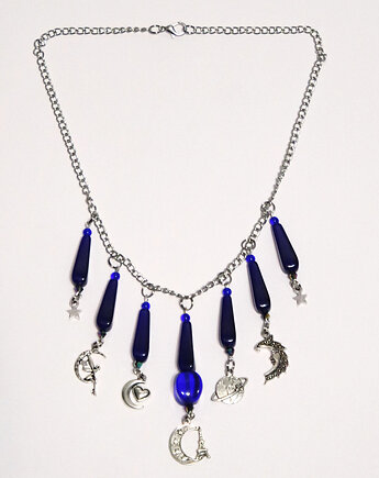 Naszyjnik - Magia księżyca - łańcuszek, granatowy, yenoo