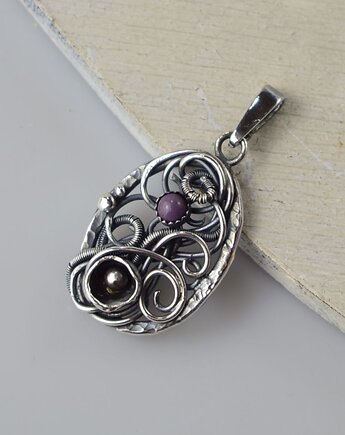 Soreva - srebrny wisior wire-wrapping II, Sunflower Kornelia Kubinowska