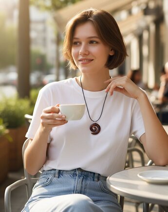 Spirala brązowy wisior muśnięty złotym słońcem, galeria nuit