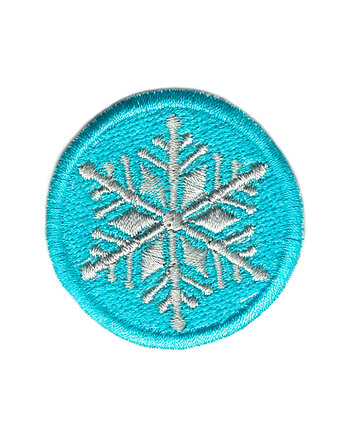 Naszywka naprasowanka ŚNIEŻYNKA TURKUSOWA termo haft 4,5cm, Wyszywane
