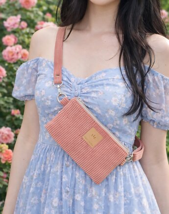 Sztruksowa saszetka na telefon Koralowa, sabi tatka