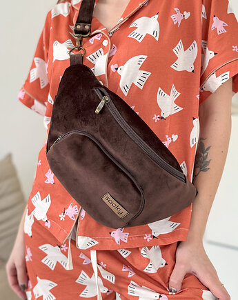 Welurowa nerka miejska deep brown, sacky bag