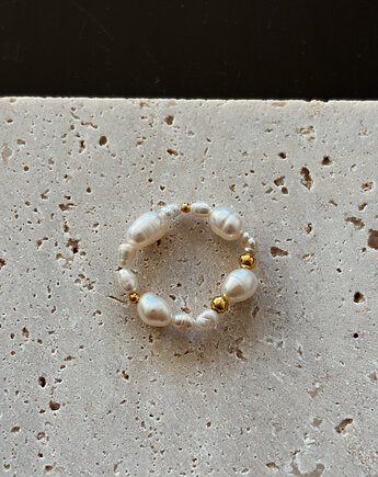 Pierścionek elastyczny perły, Chmolowska Jewellery