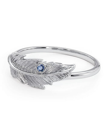Feather -Srebrny pierścionek z szafirem, Kuźnia Srebra