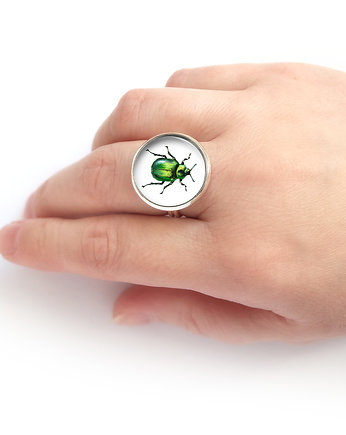 Pierścionek - Zielony żuczek, yenoo