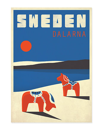 Szwecja, Dalarna, Dala, Plakat, Skandynawia, Koń, Galeria EMU