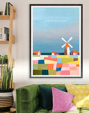 Holandia - pola kwiatowe - plakat fine art, minimalmill