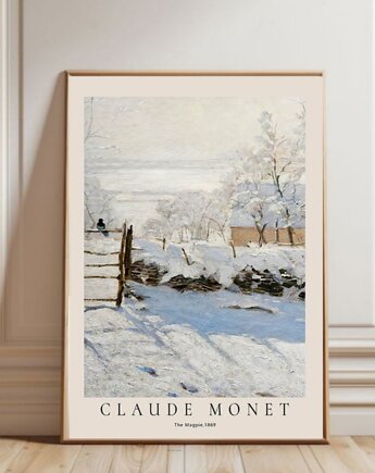 PLAKAT Claude Monet, zimowy pejzaż, wiejski krajobraz, black dot studio